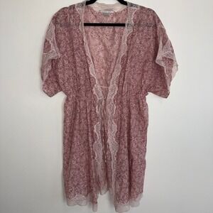Victoria‎ Secret RARE Pink Floral Lace Kimono Robe One Size